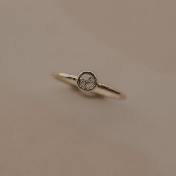 Ring met 4 mm ronde salt & pepper diamant - 14k goud