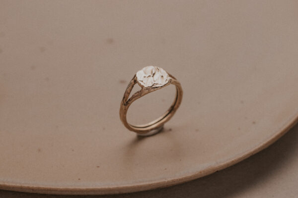 Double signet ring in 14k gold