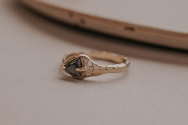 The Raw & the Clear Diamond Ring - 9k Gold