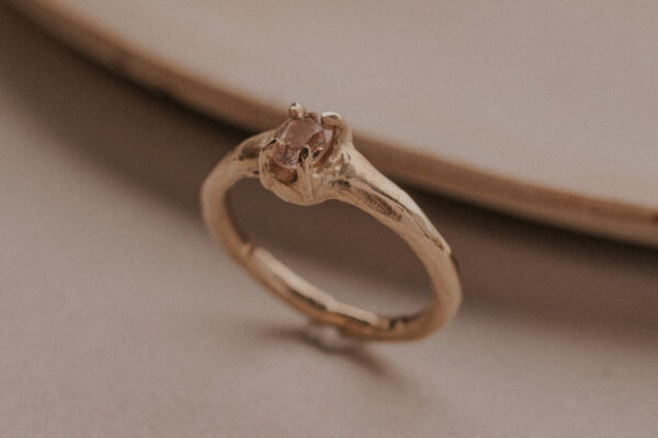Organic Pink Sapphire Ring - 9k Gold
