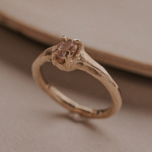 Organic Pink Sapphire Ring - 9k Gold