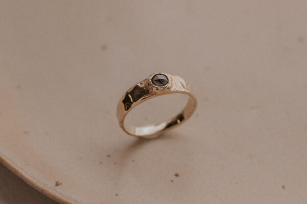 Molten Salt & Pepper Diamond Ring - 9k Gold - Image 2