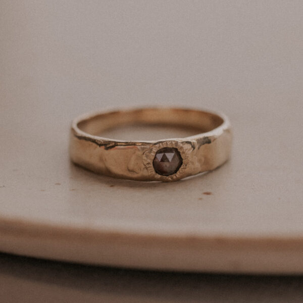 Molten Rustic Diamond Ring - 9k Gold