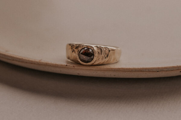Robust Molten Rustic Diamond Ring - 9k Gold