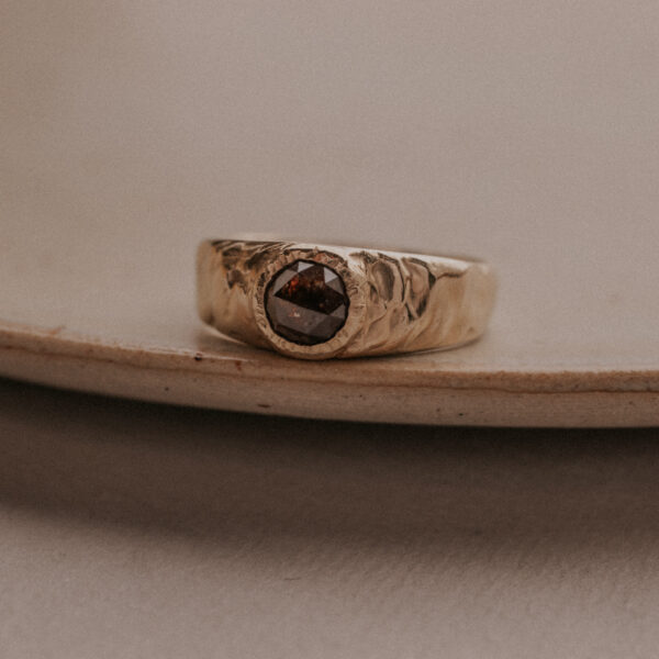 Robust Molten Rustic Diamond Ring - 9k Gold