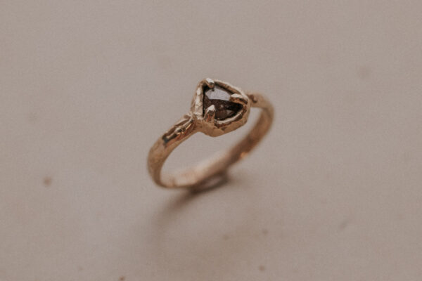 Molten Triangle Diamond Prong Ring - 9k Gold
