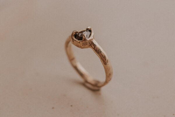 Molten Triangle Diamond Prong Ring - 9k Gold - Image 3