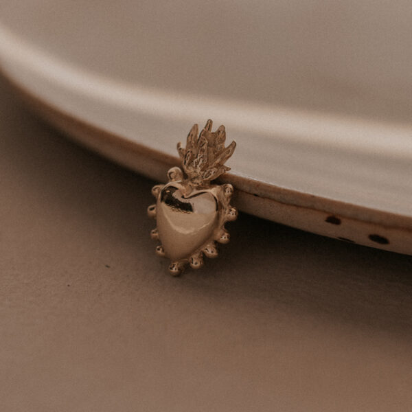 Sacred Heart Charm - 9k Gold and Silver