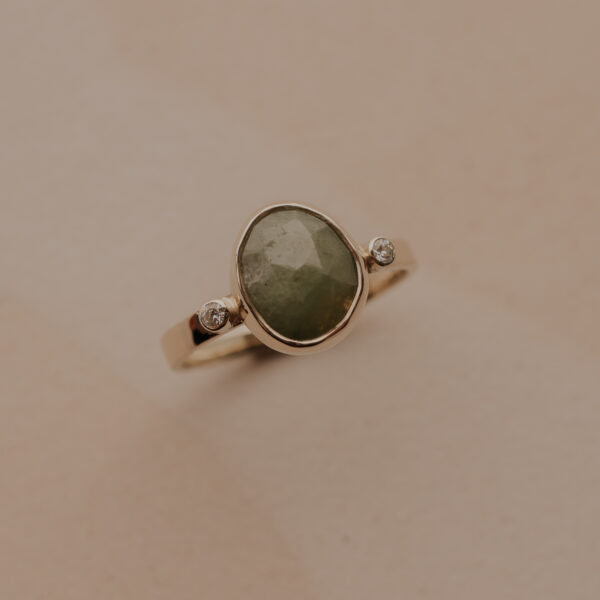 Ring met vessoniet en moissaniet accenten - 14k Gold