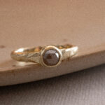 Organic Tapererd Ring with Rose Cut Rustic Diamond – 14k Gold