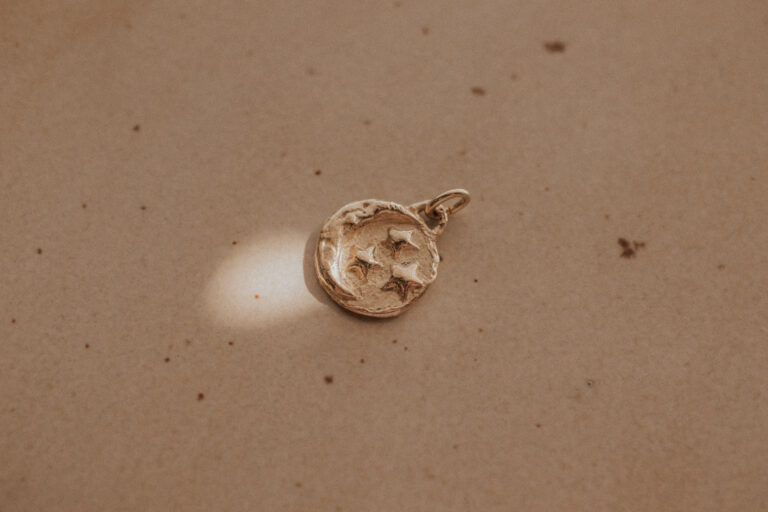 Gold celestial themed charm for necklaces