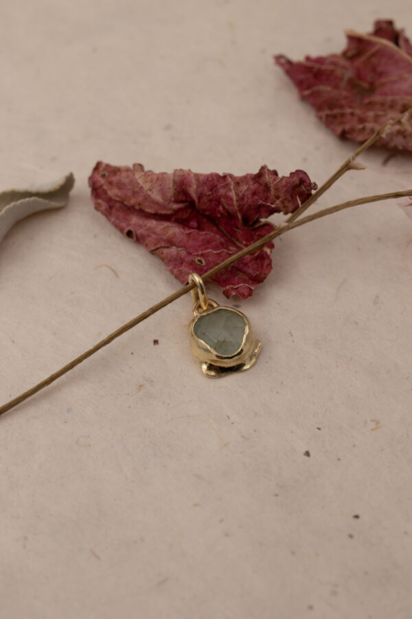 14k Gold Molten Aquamarine Charm
