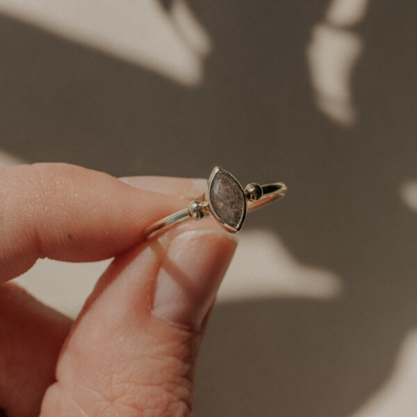 Ring with Marquise Diamond & Dots - 14k Gold