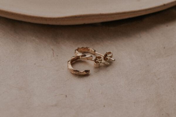 Tiny vines hoop earrings on plate
