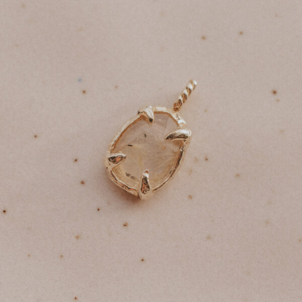Gouden rutiel kwarts hanger - Brass/Messing