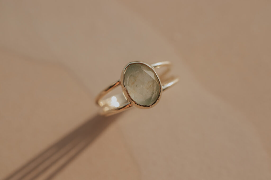 Dubbele ring met aquamarijn – 14k Gold