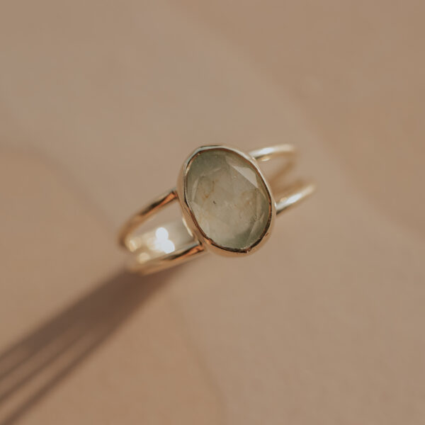 Dubbele ring met aquamarijn – 14k Gold